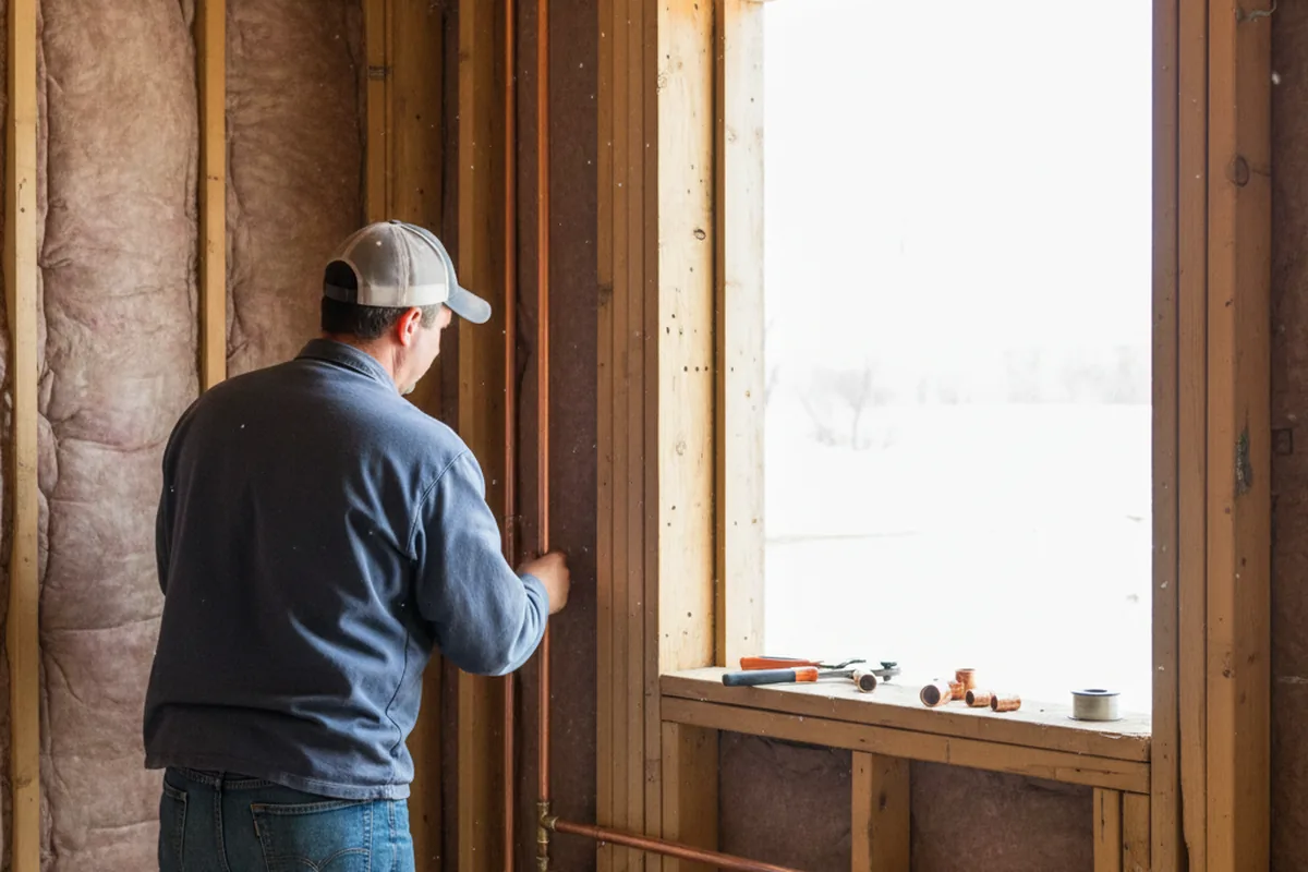 Licensed plumber running new copper supply lines in a Paragould home
