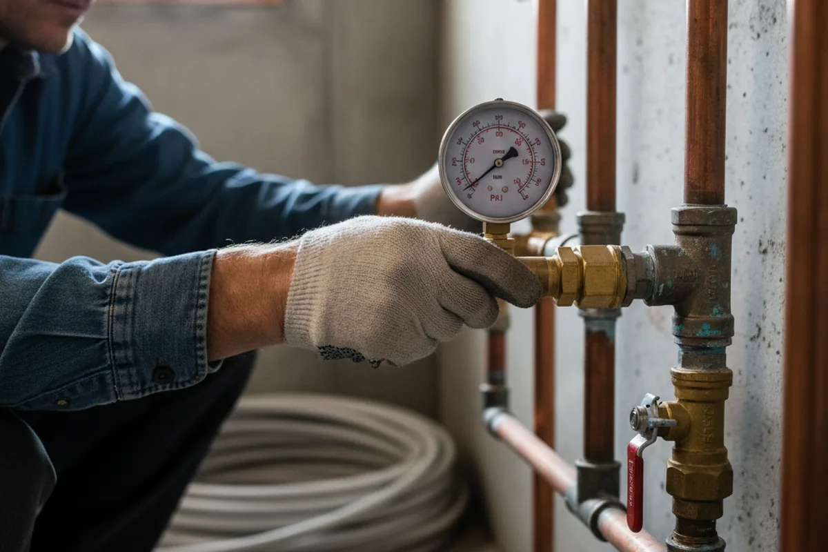 Pressure testing a repaired line during Water Line Repair in Paragould